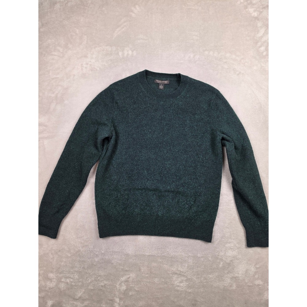 Banana Republic Sweater Womens S Green 100% Merino Wool Crew Neck Italian Yarn